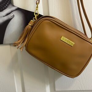 Joy & Iman Leather Crossbody Bag in Tan !